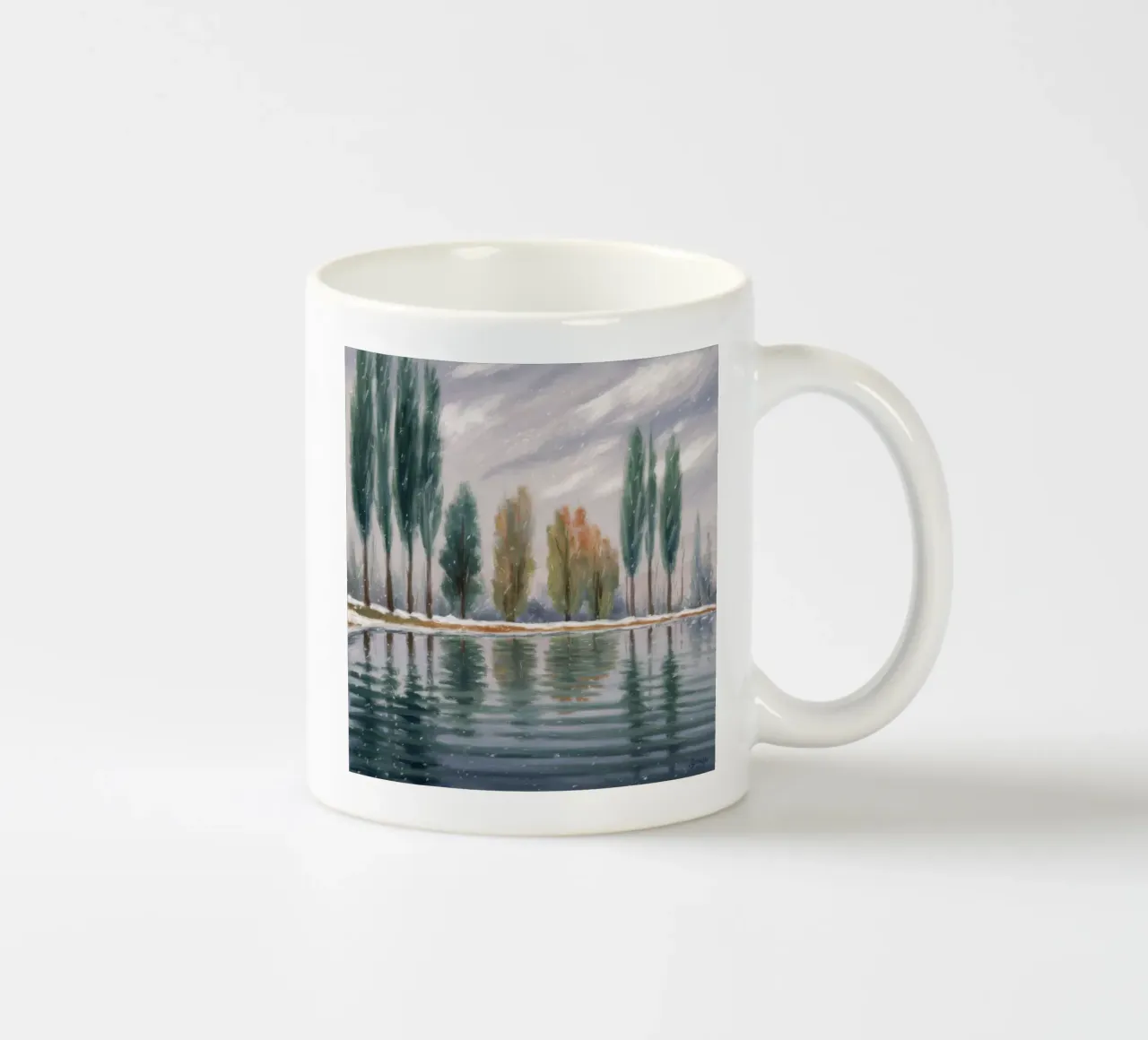 Stand de invierno reflejado taza de cerámica de Solestice Strokes