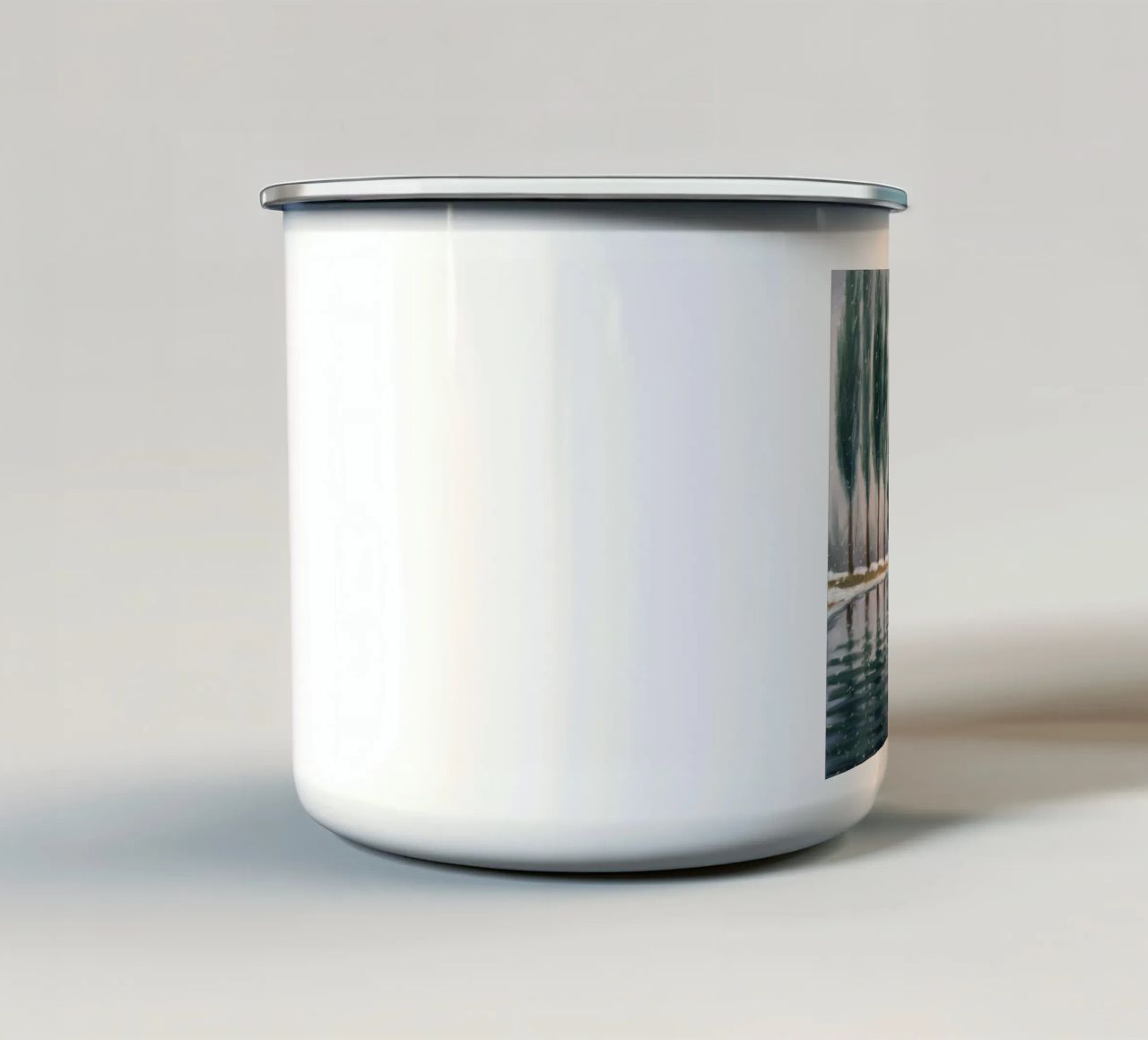 Stand invernale riflesso tazza in smalto da Solestice Strokes