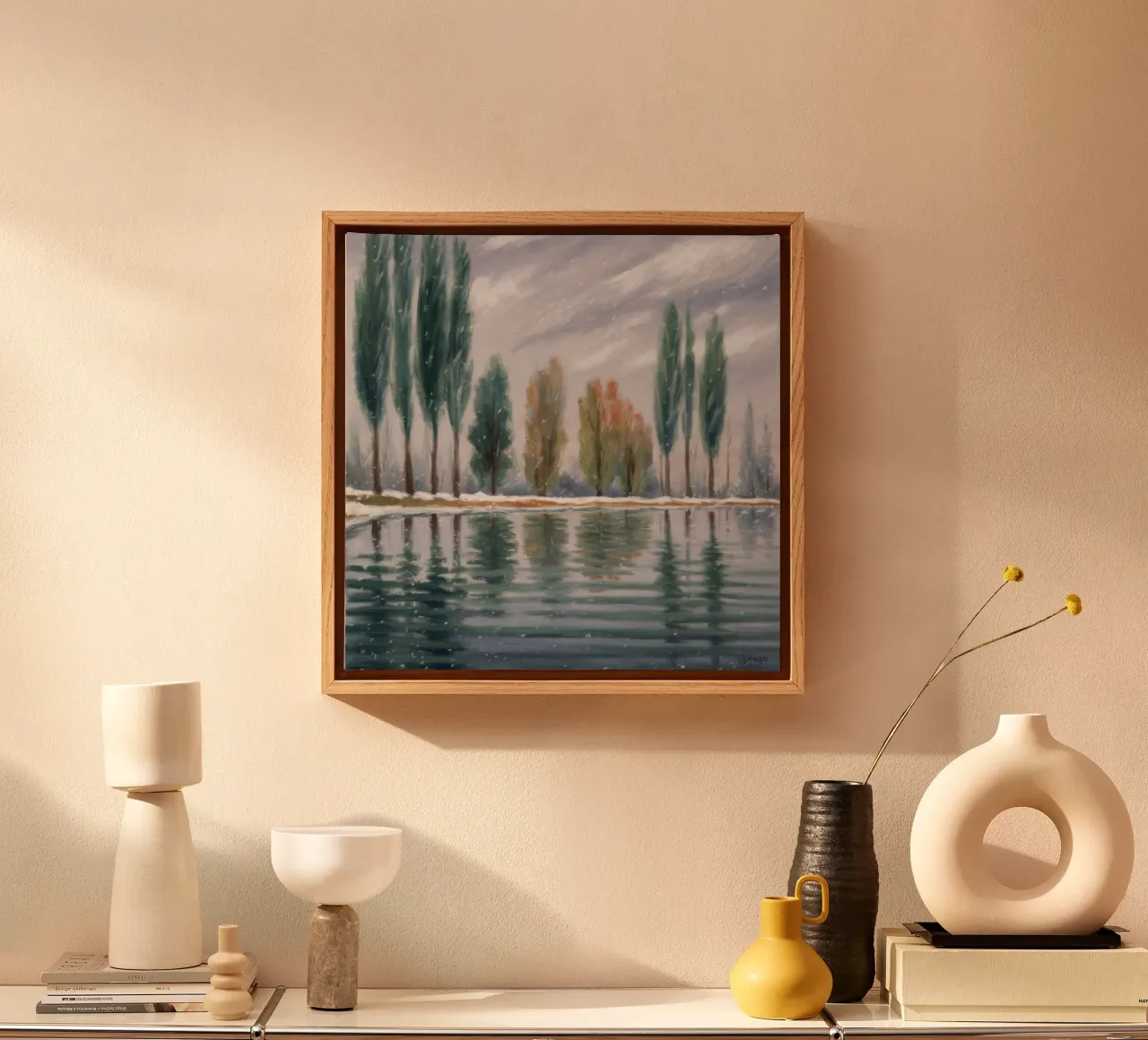Stand invernale riflesso tela con Cornice a cassetta da Solestice Strokes