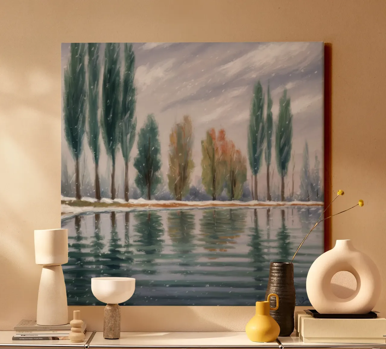 Stand invernale riflesso tela con Cornice a cassetta da Solestice Strokes