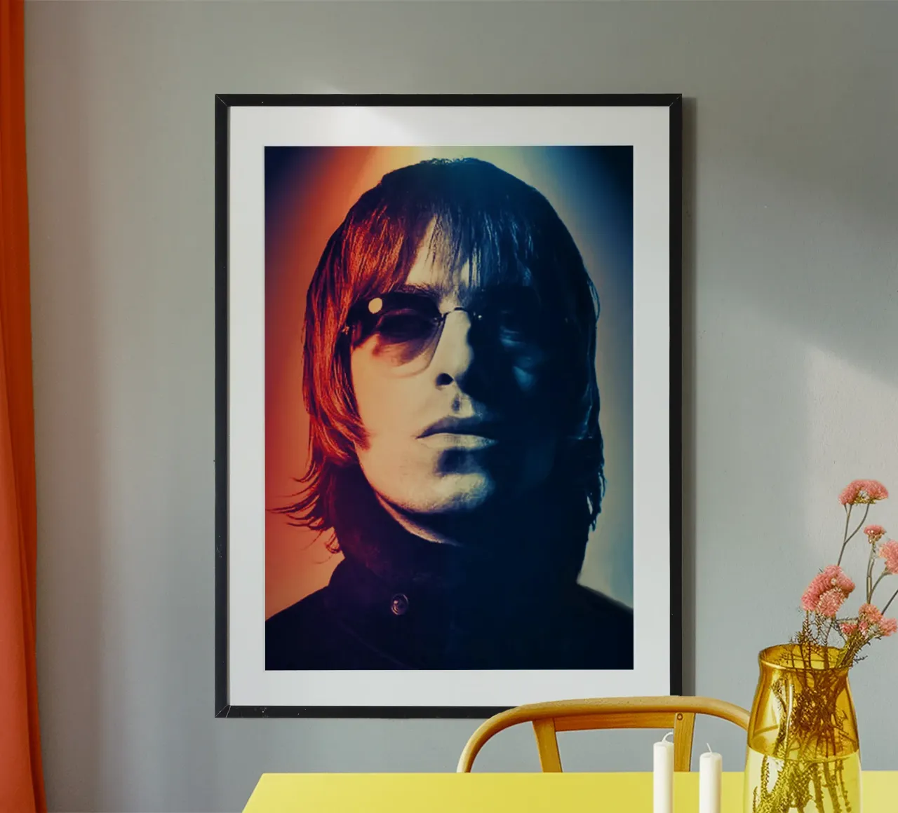 Liam Gallagher portrait poster con telaio in legno da Lembayung art