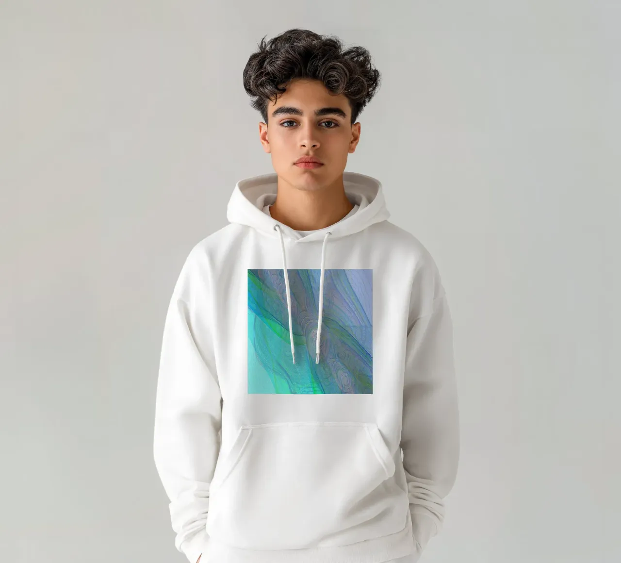 Ilusión en líneas y formas azul turquesa sudadera con capucha de Gürsel Yesil Digital Art