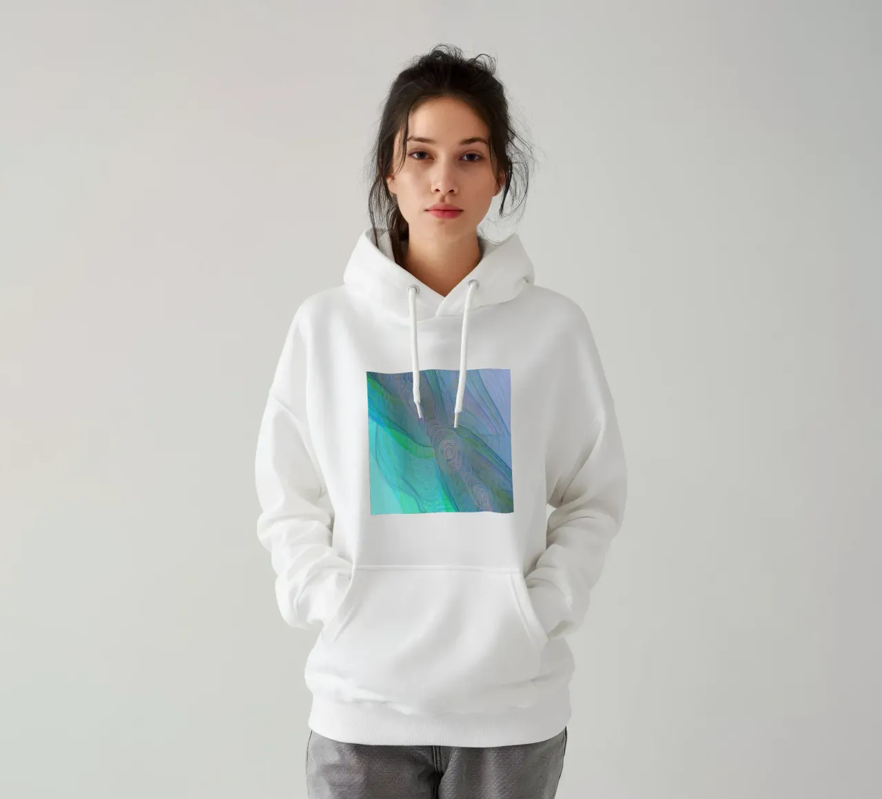 Ilusión en líneas y formas azul turquesa sudadera con capucha de Gürsel Yesil Digital Art