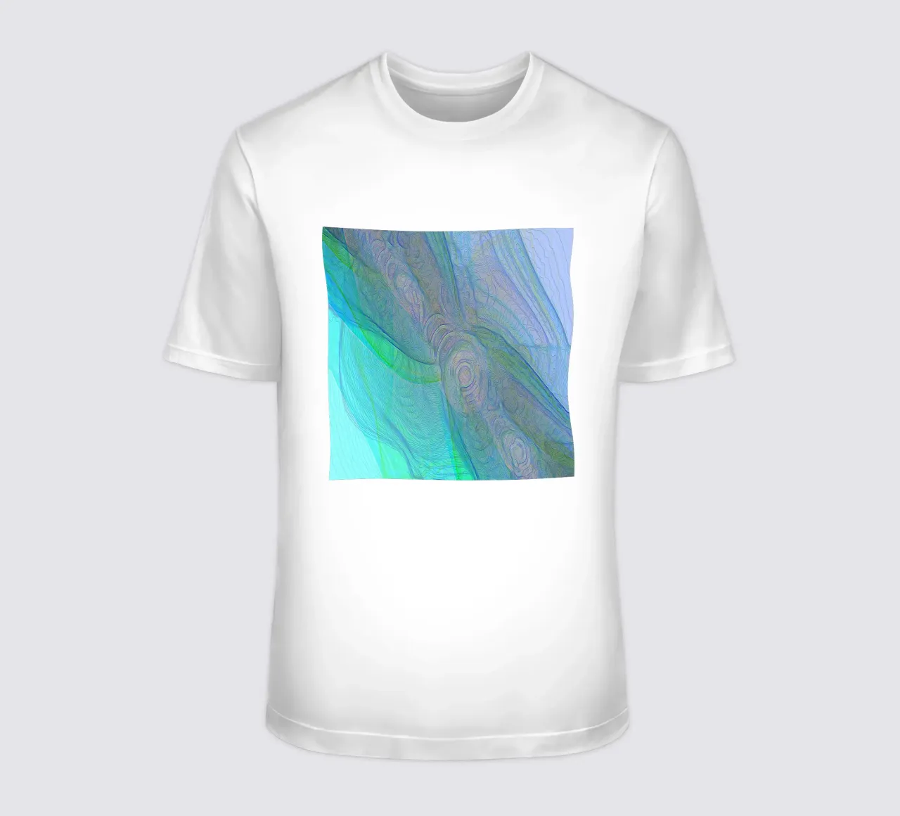 Illusione di linee e forme blu turchese t-shirt da Gürsel Yesil Digital Art