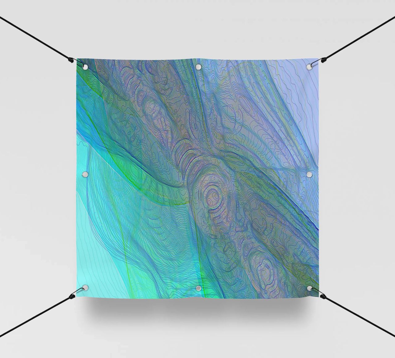 Illusione di linee e forme blu turchese telo in pvc da Gürsel Yesil Digital Art