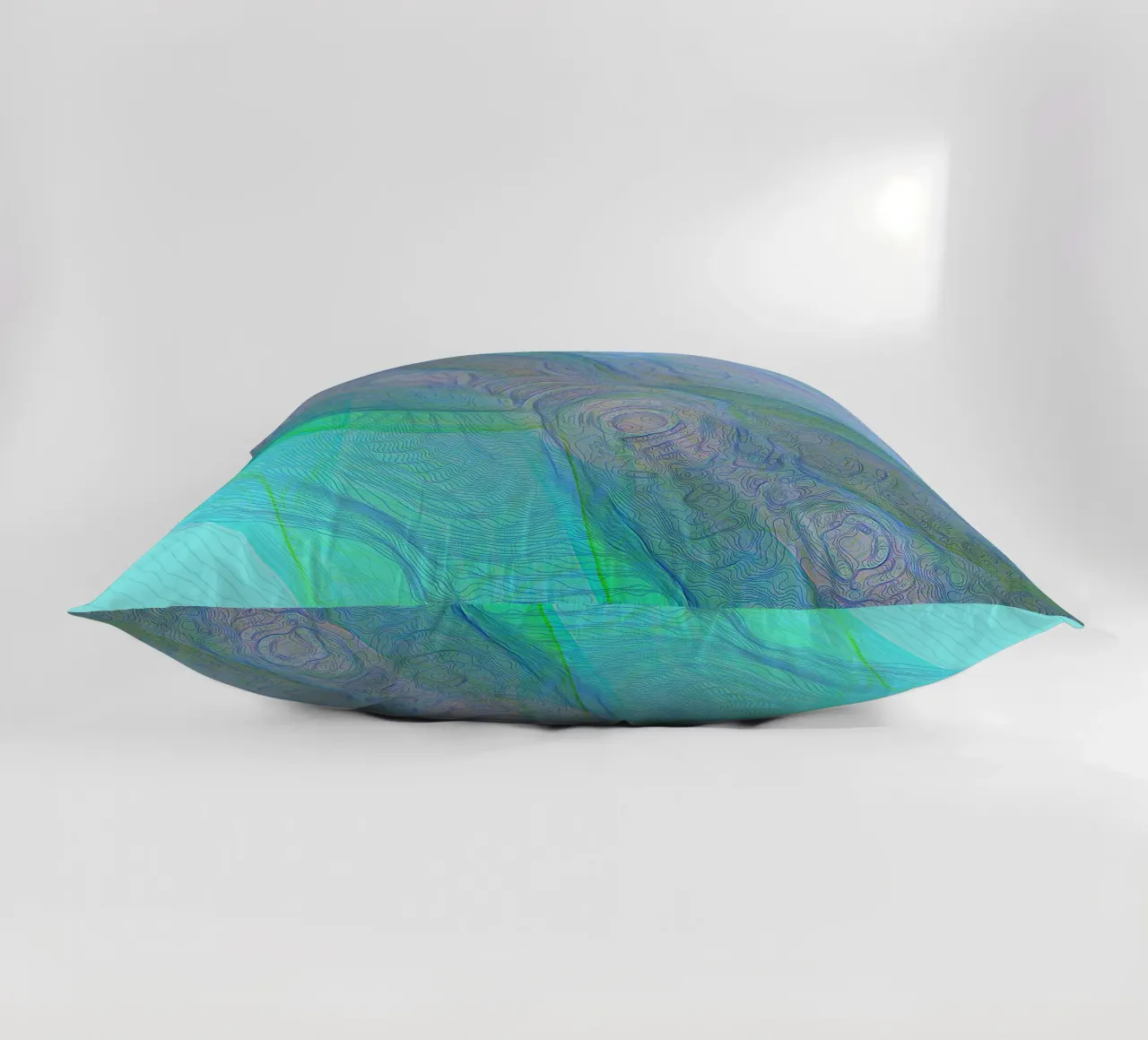 Illusione di linee e forme blu turchese cuscino da Gürsel Yesil Digital Art