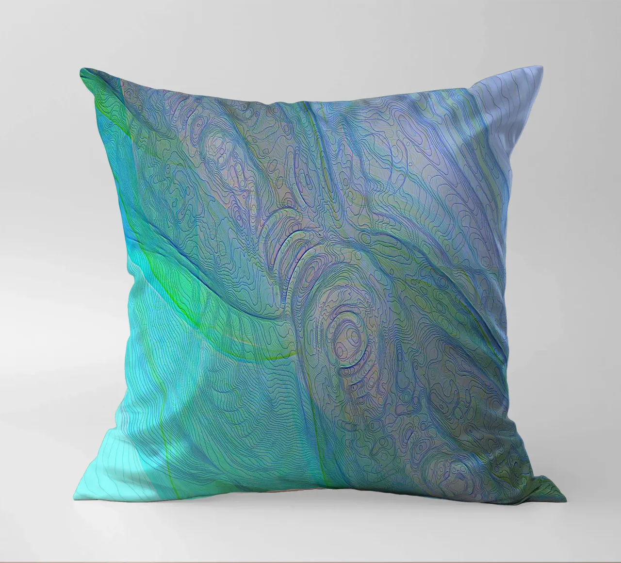 Illusione di linee e forme blu turchese cuscino da Gürsel Yesil Digital Art