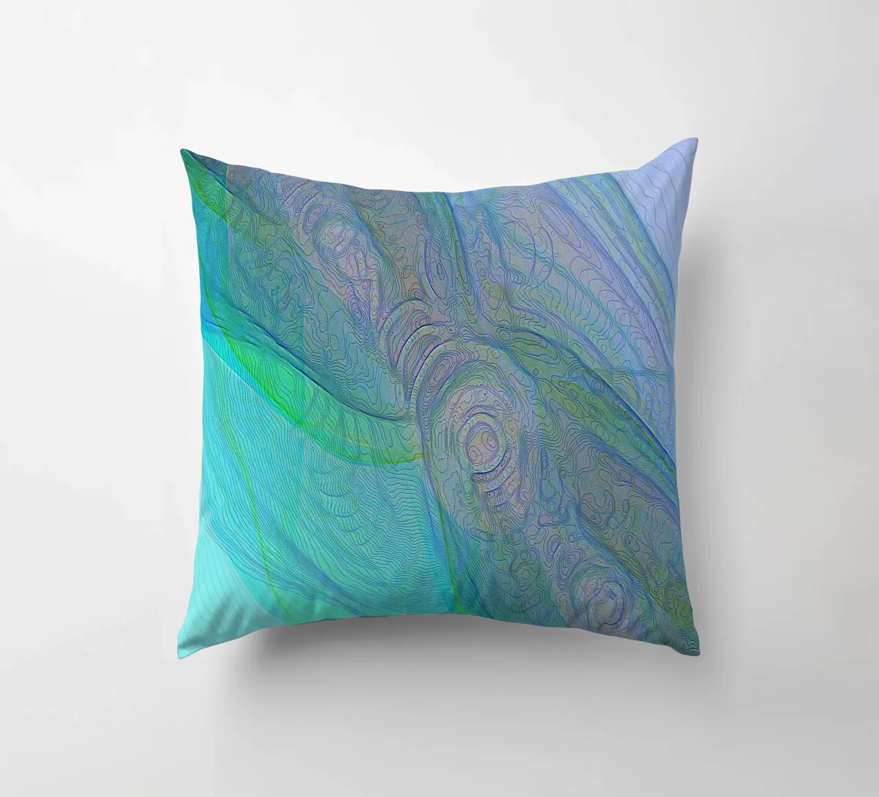 Illusione di linee e forme blu turchese cuscino da Gürsel Yesil Digital Art