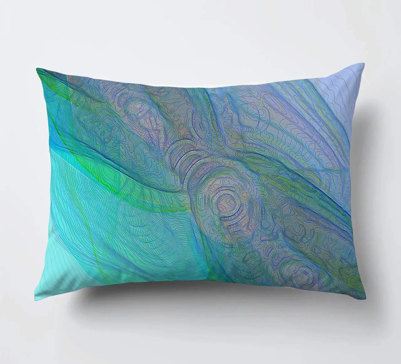 Illusione di linee e forme blu turchese cuscino da Gürsel Yesil Digital Art
