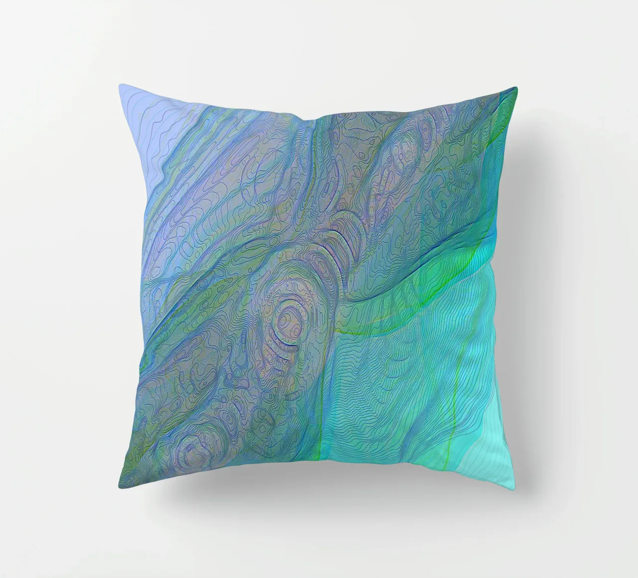 Illusione di linee e forme blu turchese cuscino da Gürsel Yesil Digital Art