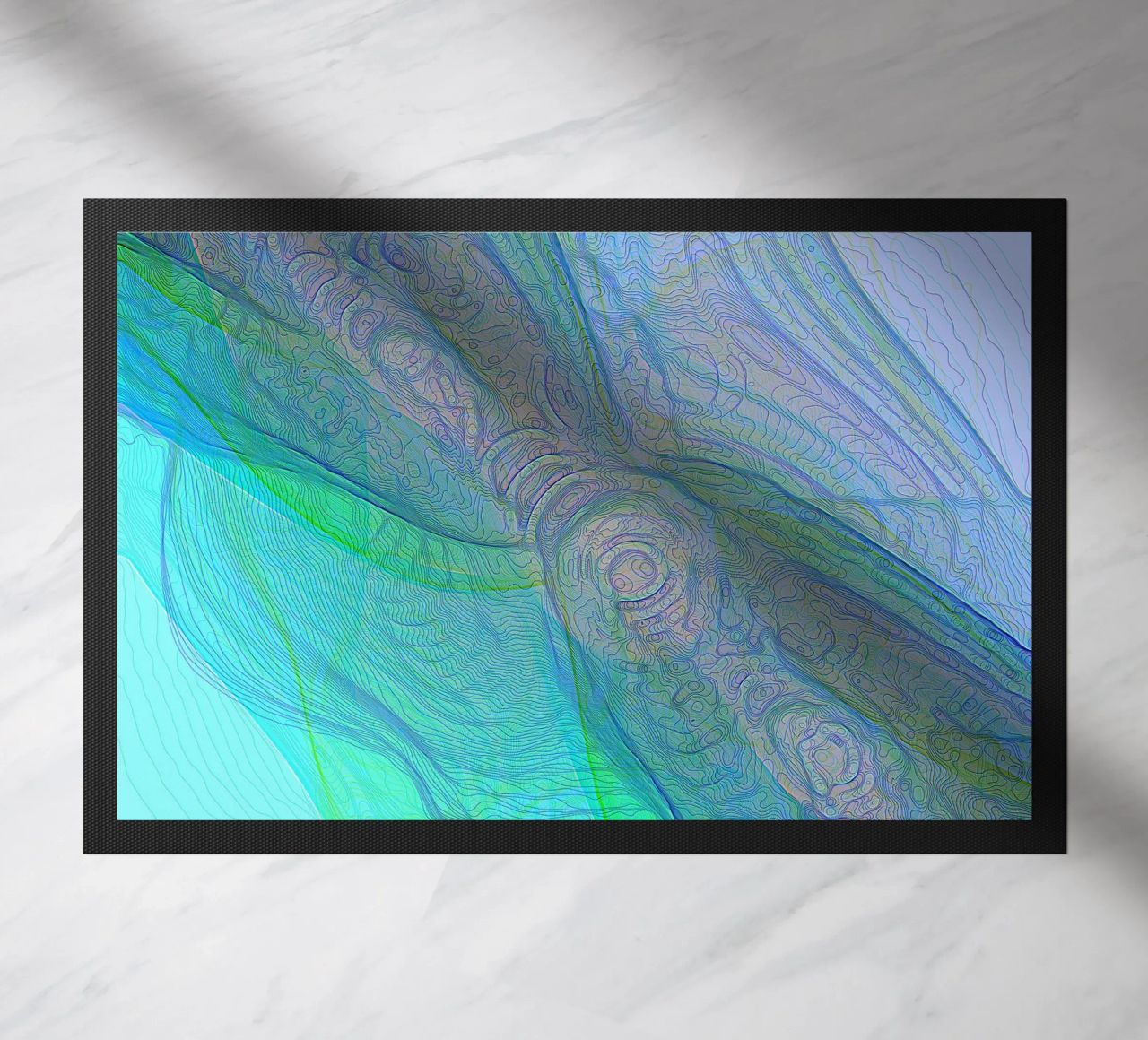 Illusione di linee e forme blu turchese zerbino da Gürsel Yesil Digital Art