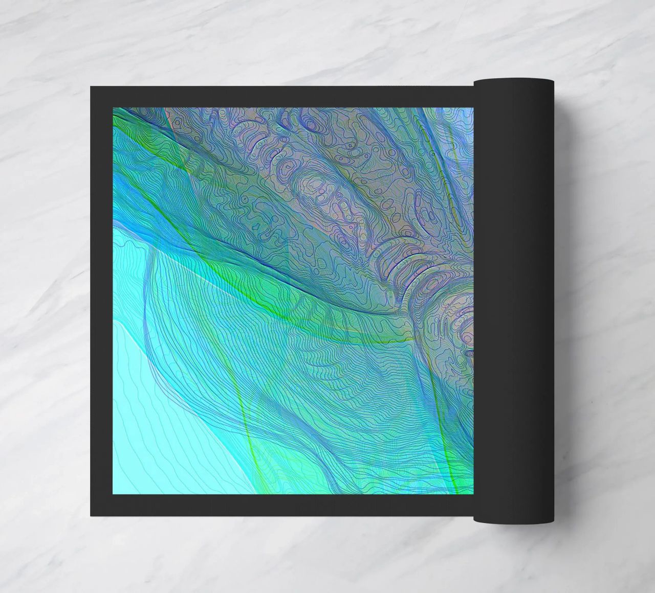 Illusione di linee e forme blu turchese zerbino da Gürsel Yesil Digital Art