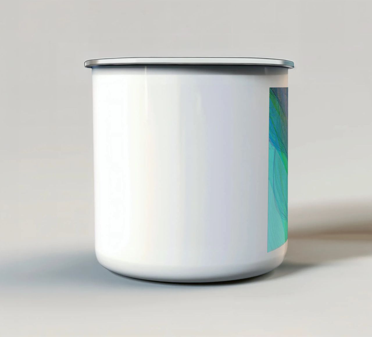 Illusione di linee e forme blu turchese tazza in smalto da Gürsel Yesil Digital Art
