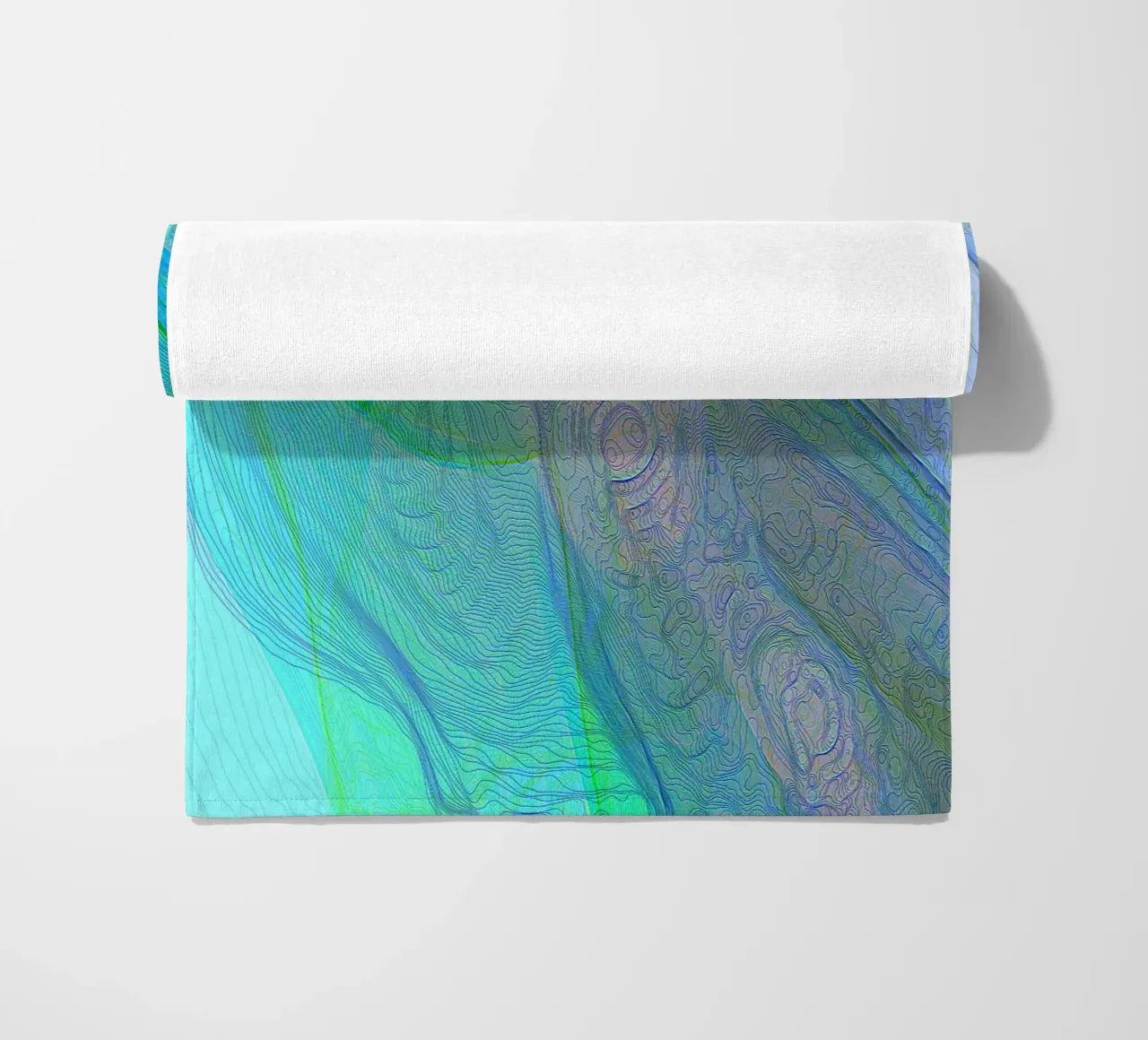 Illusione di linee e forme blu turchese telo mare da Gürsel Yesil Digital Art