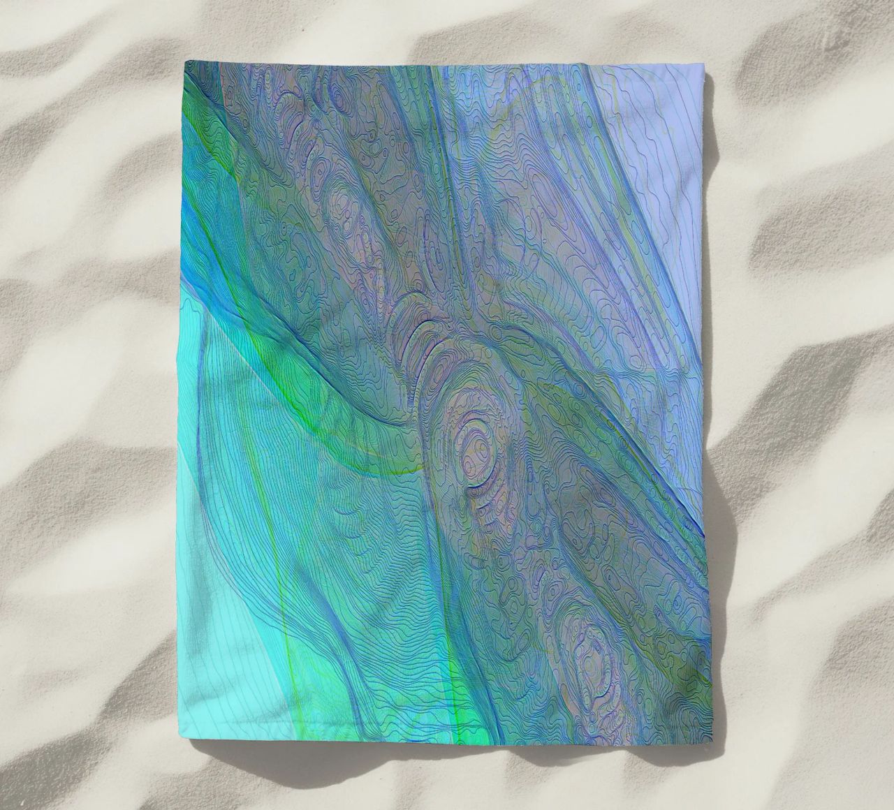Illusione di linee e forme blu turchese telo mare da Gürsel Yesil Digital Art
