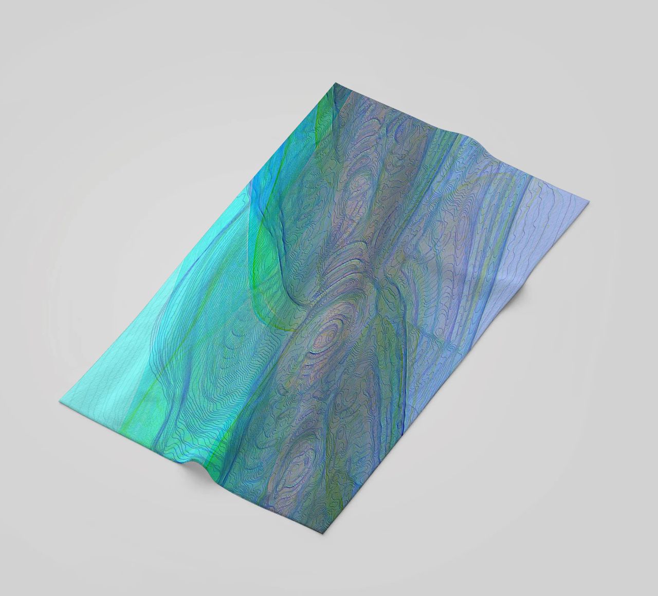 Illusione di linee e forme blu turchese telo mare da Gürsel Yesil Digital Art