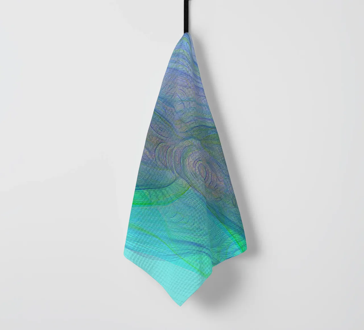 Illusione di linee e forme blu turchese canovaccio da cucina da Gürsel Yesil Digital Art