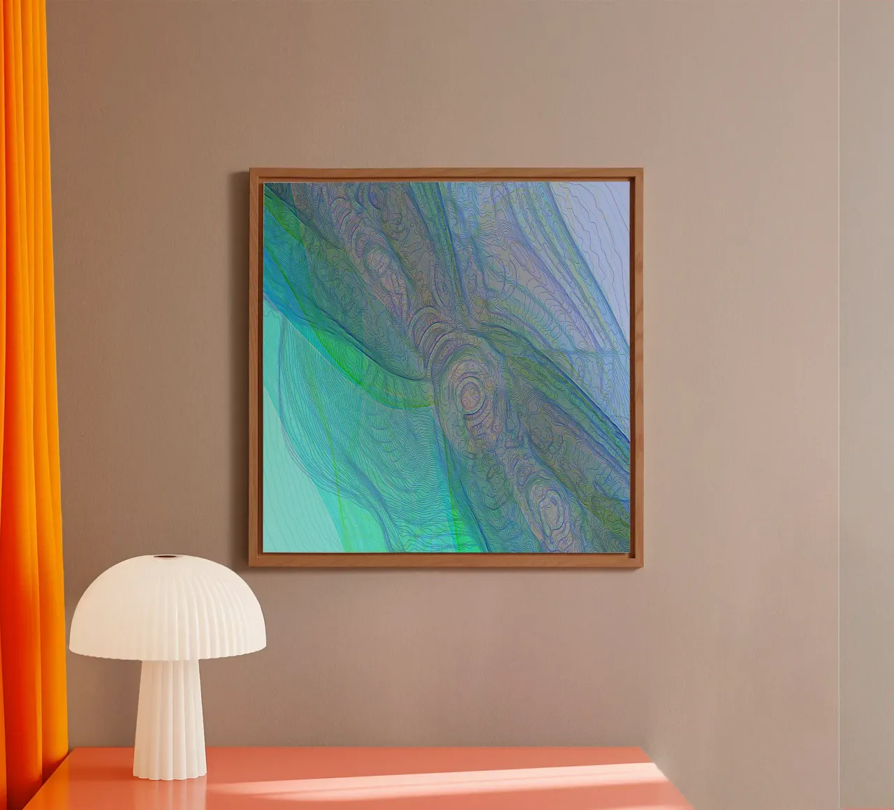 Illusione di linee e forme blu turchese alluminio dibond da Gürsel Yesil Digital Art