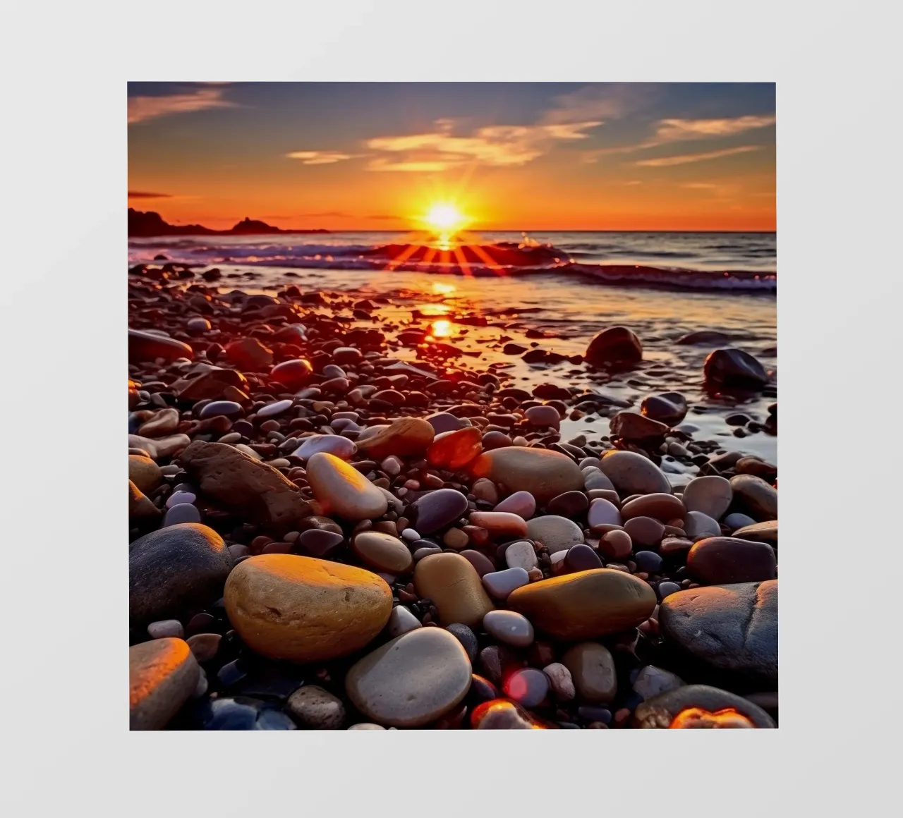 Litorale ghiaioso al tramonto telo in pvc da PhotoVibe Decor