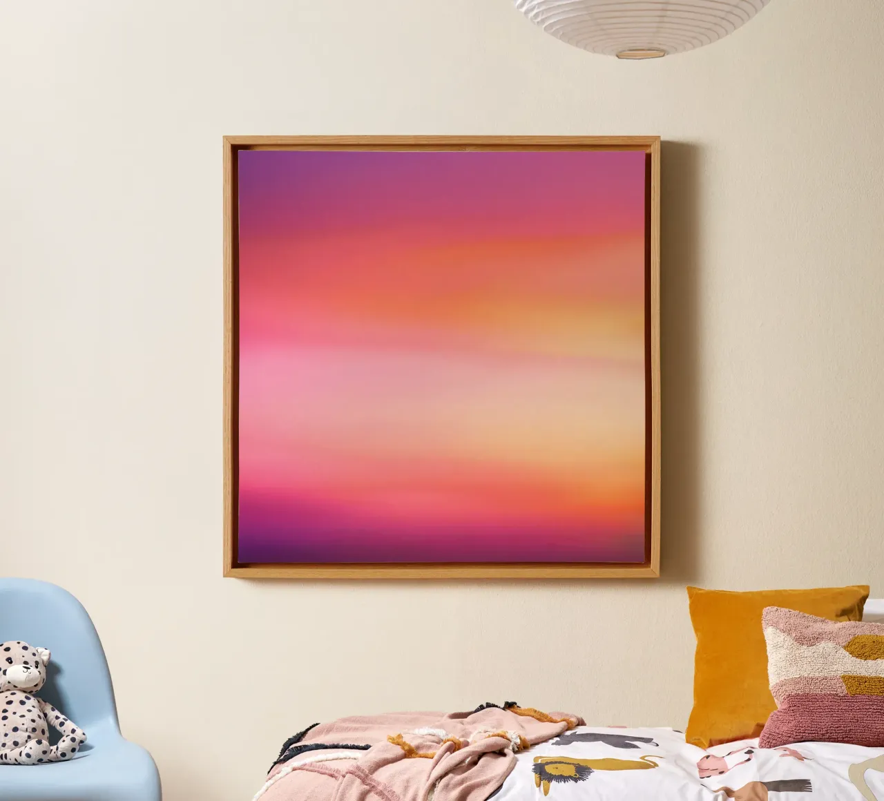 Soft Sunset Gradient in Pink and Orange canvas with Floater frame by PhotoVibe Decor