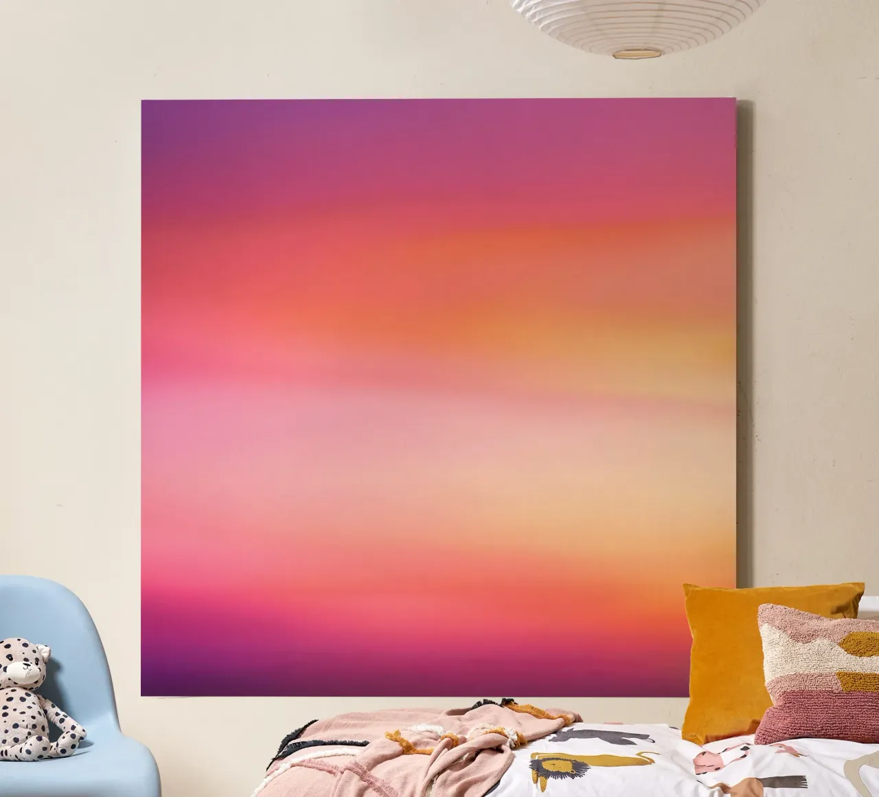 Soft Sunset Gradient in Pink and Orange canvas with Floater frame by PhotoVibe Decor