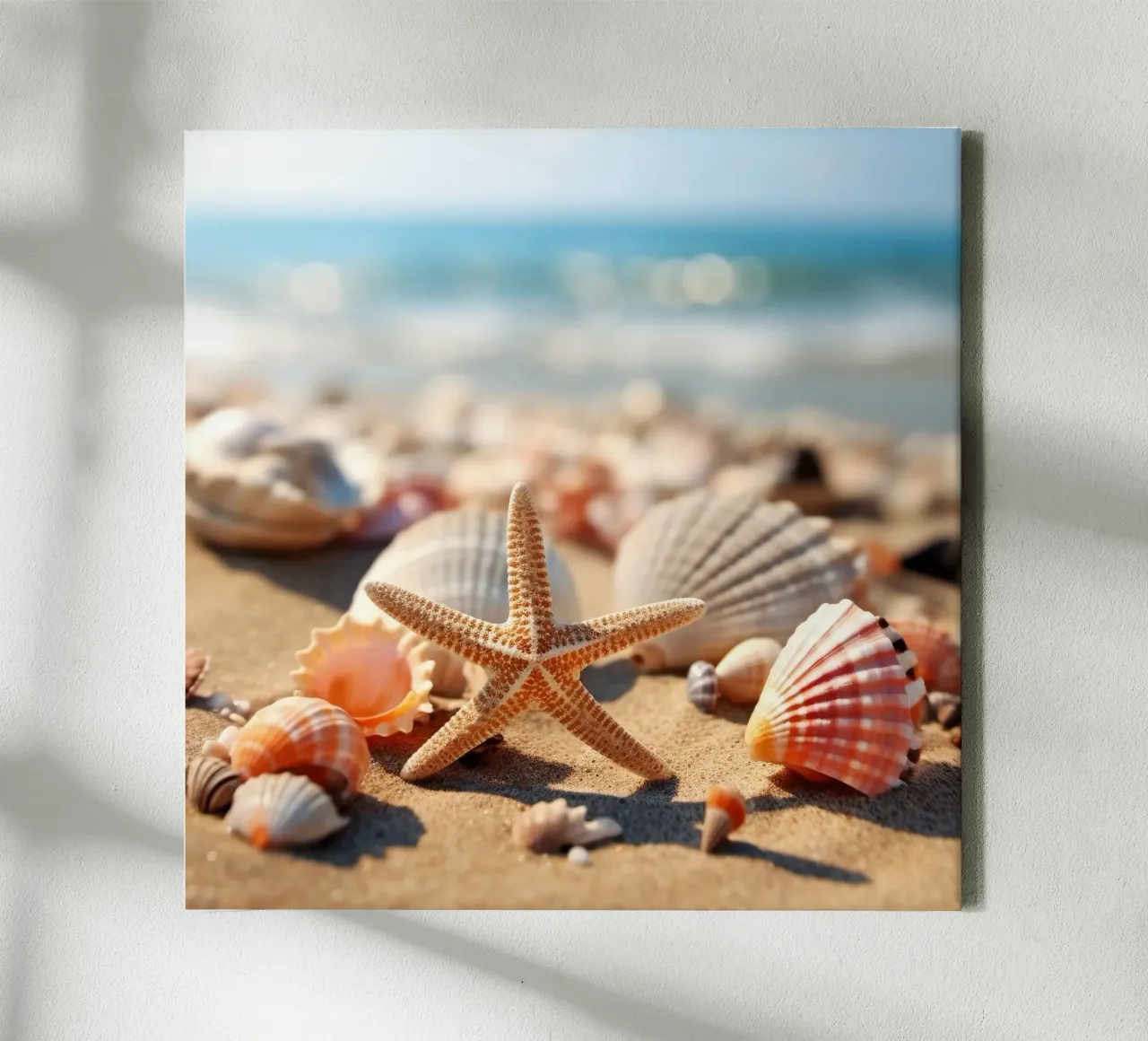 Starfish and Seashells on the Beach canvas by PhotoVibe Decor