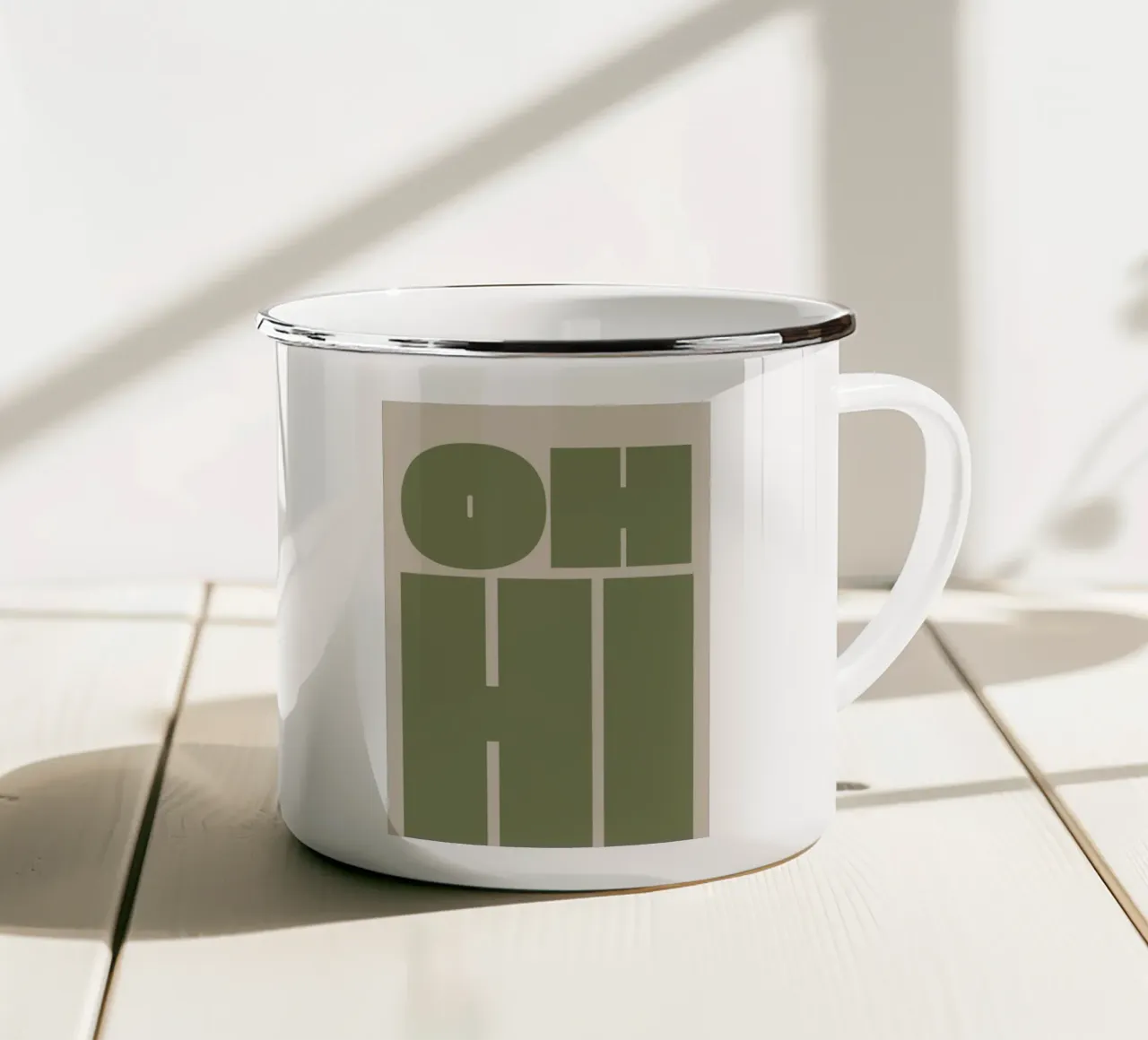 Oh ciao tipografia in grassetto tazza in smalto da pdigitalprints