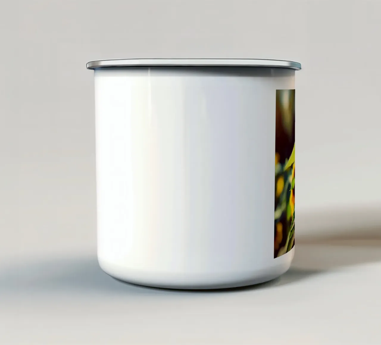 Girasole di fronte al sole del mattino tazza in smalto da PhotoVibe Decor