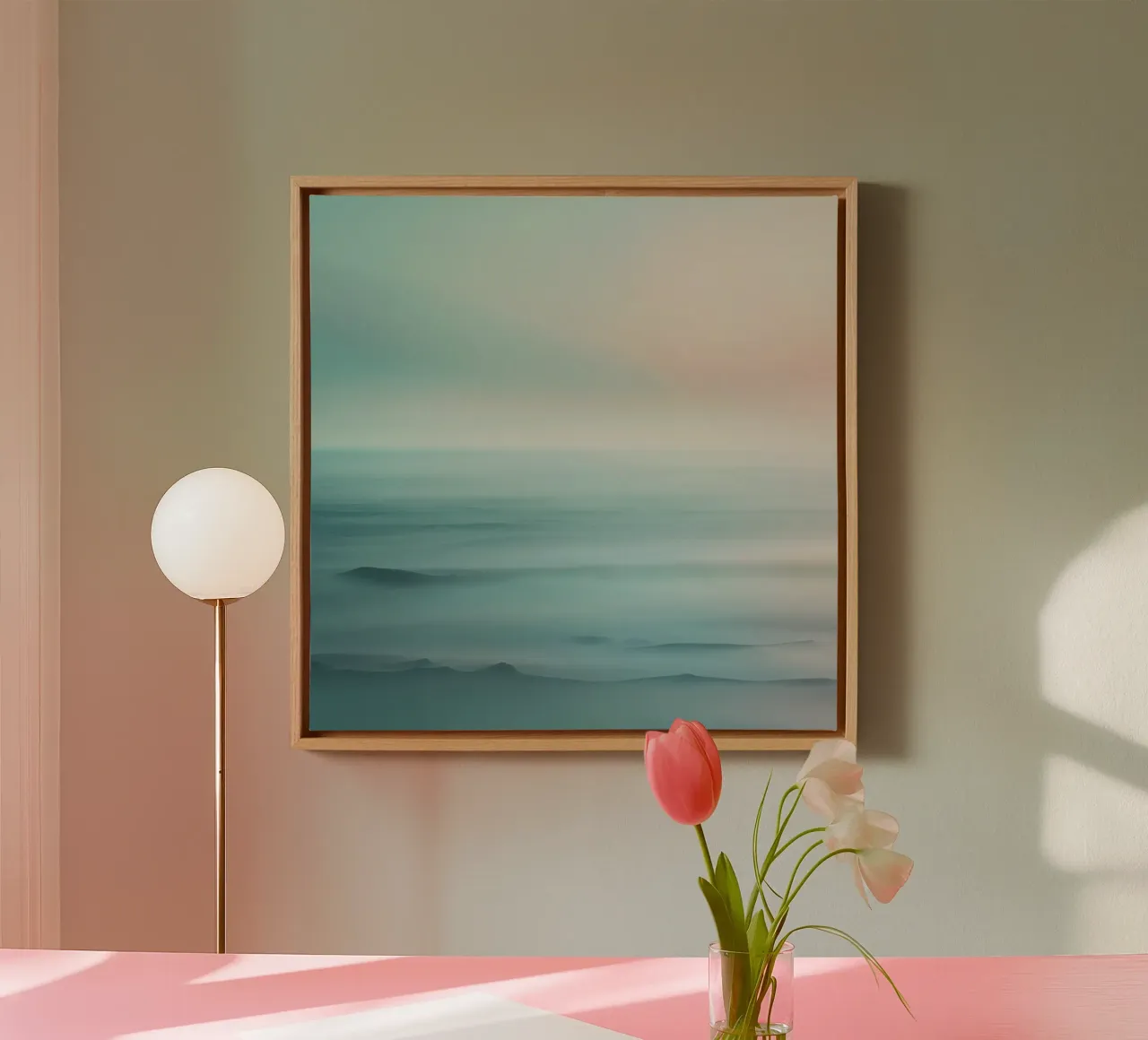 Sunset Over Misty Savannah Trees canvas with Floater frame by PhotoVibe Decor