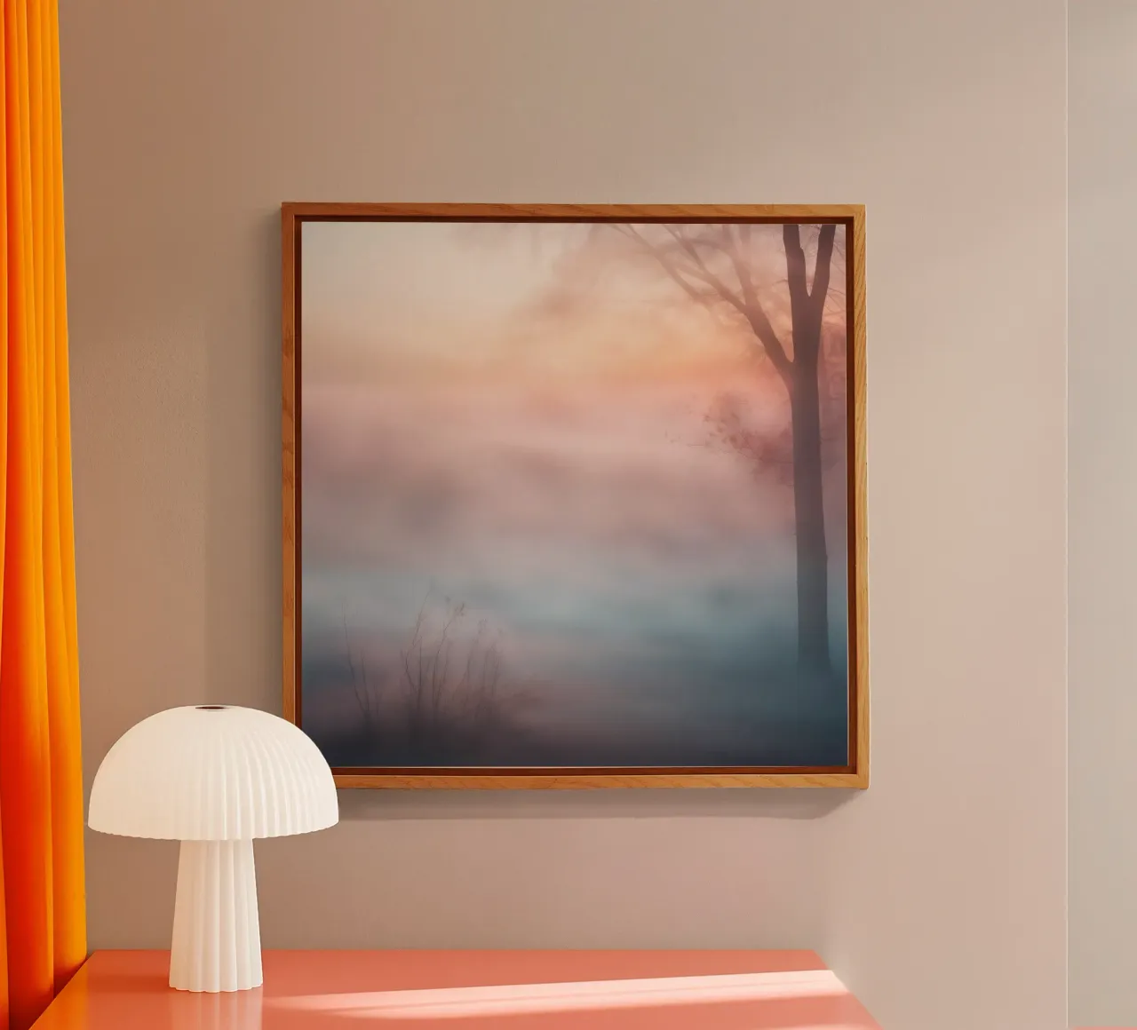 Albero nella foschia all'alba plexiglass da PhotoVibe Decor