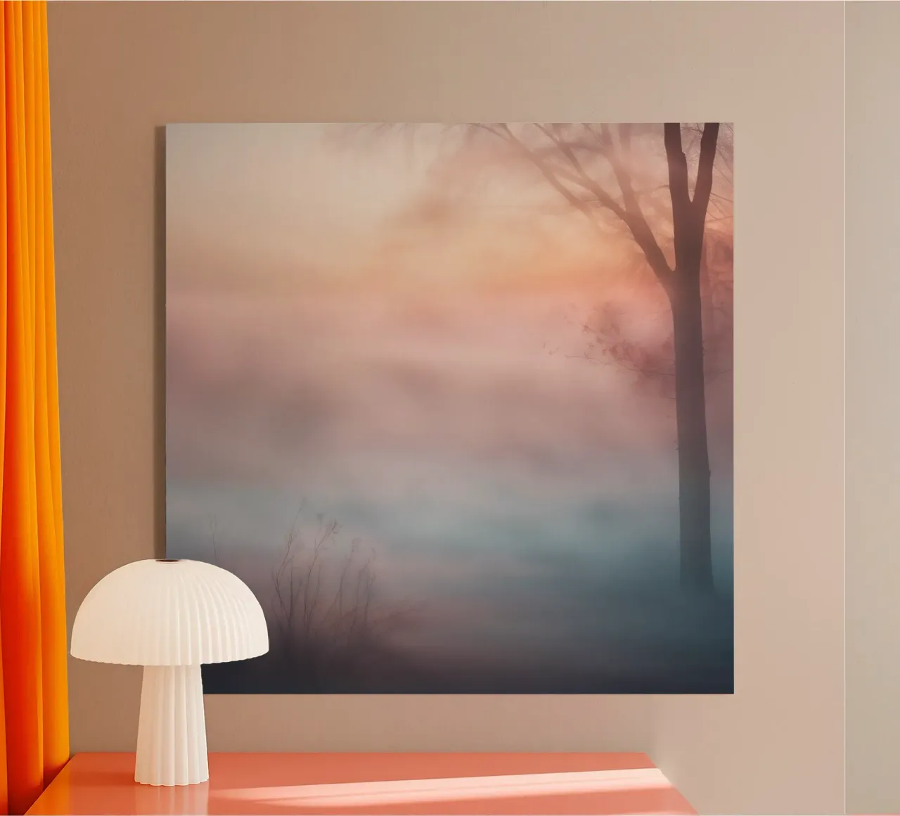 Albero nella foschia all'alba plexiglass da PhotoVibe Decor