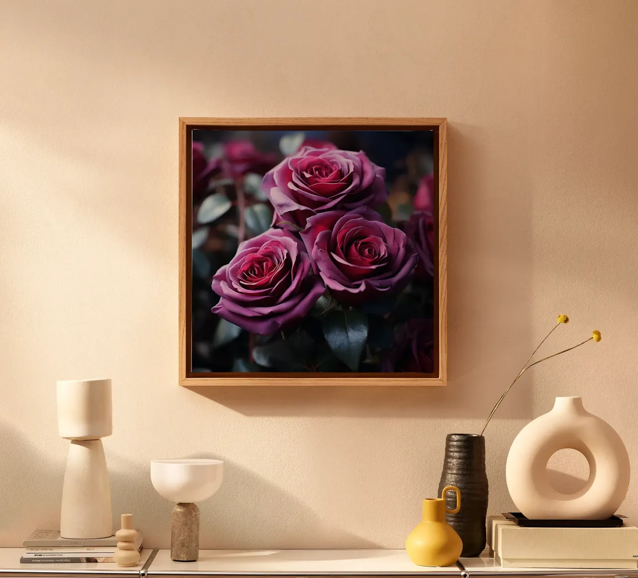 Velvety Purple Roses in Bloom canvas by PhotoVibe Decor