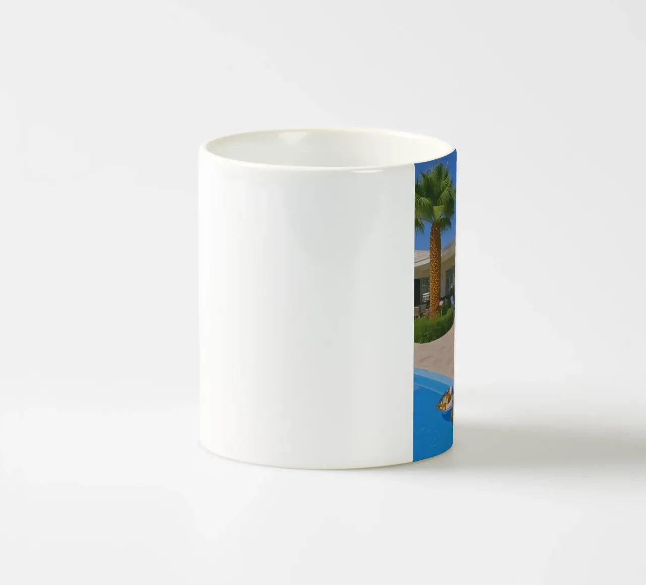 Retro California 80s pool coconut trees snacks tazza in ceramica da heaventrain