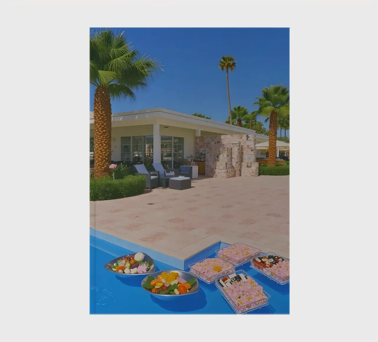 Retro California 80s pool coconut trees snacks notebook by heaventrain