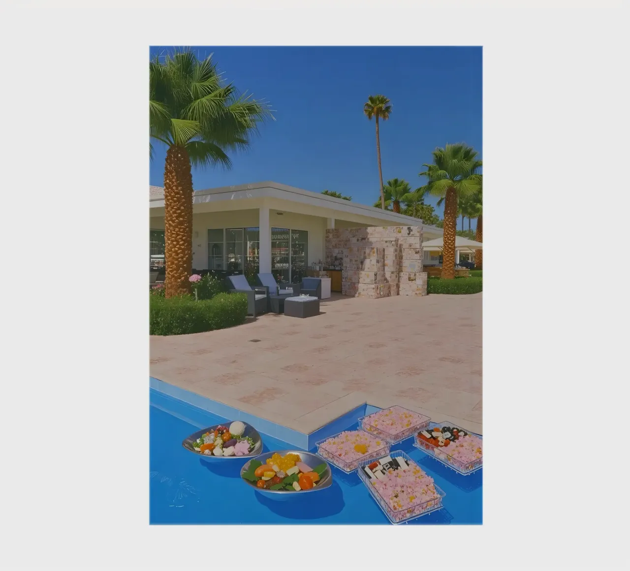Retro California 80s pool coconut trees snacks notebook by heaventrain
