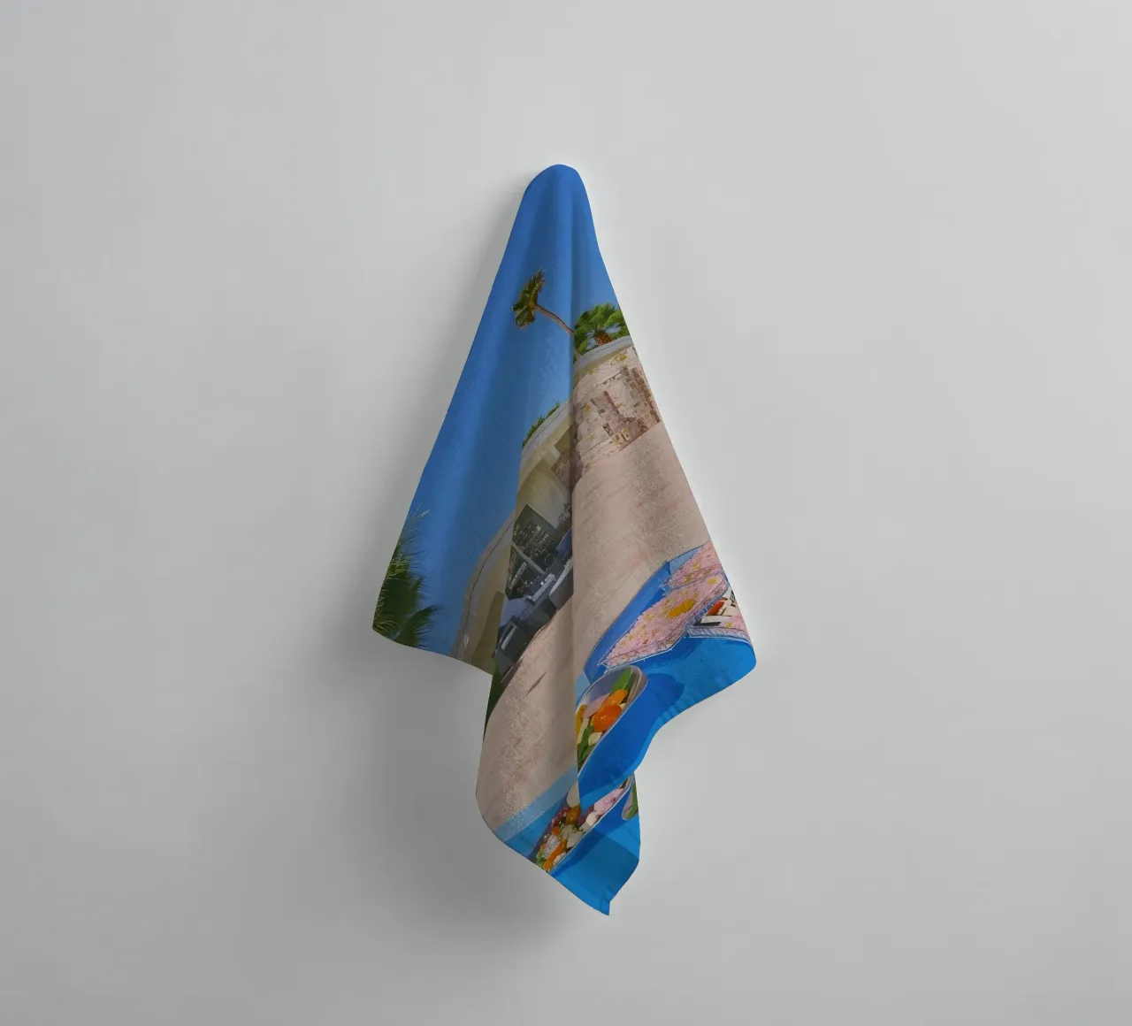 Retro California 80s pool coconut trees snacks asciugamano da bagno da heaventrain