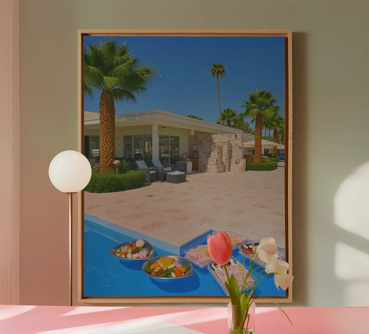 Retro California 80s pool coconut trees snacks canvas by heaventrain