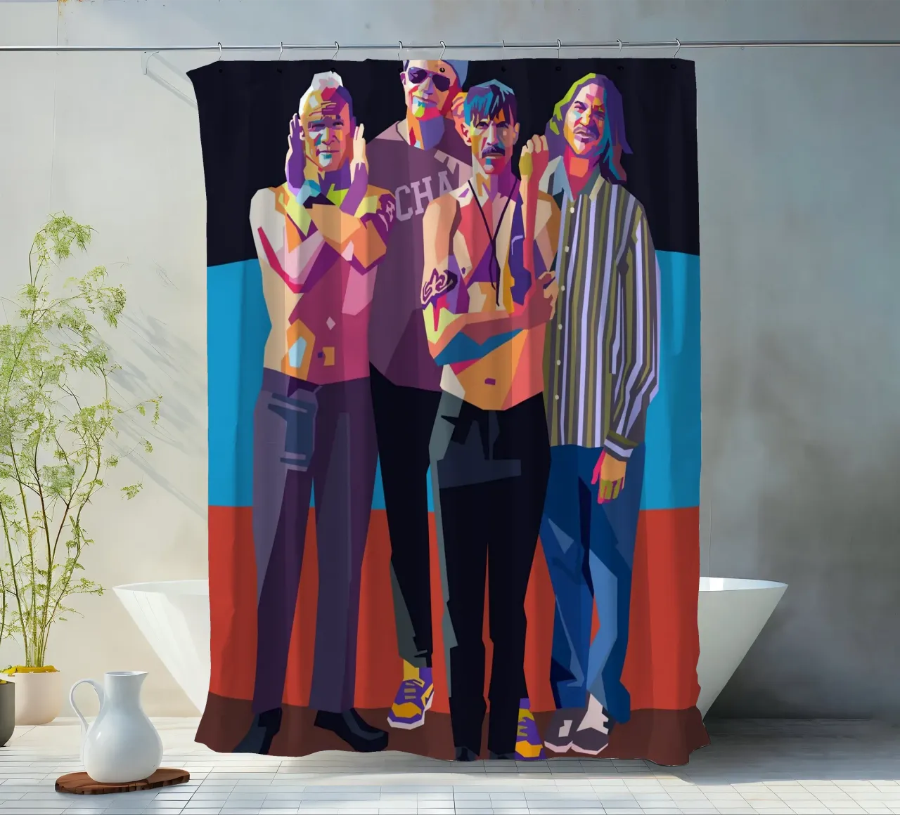 Red Hot Chilli Peppers WPAP kunststijl douchegordijn van Hantamrata