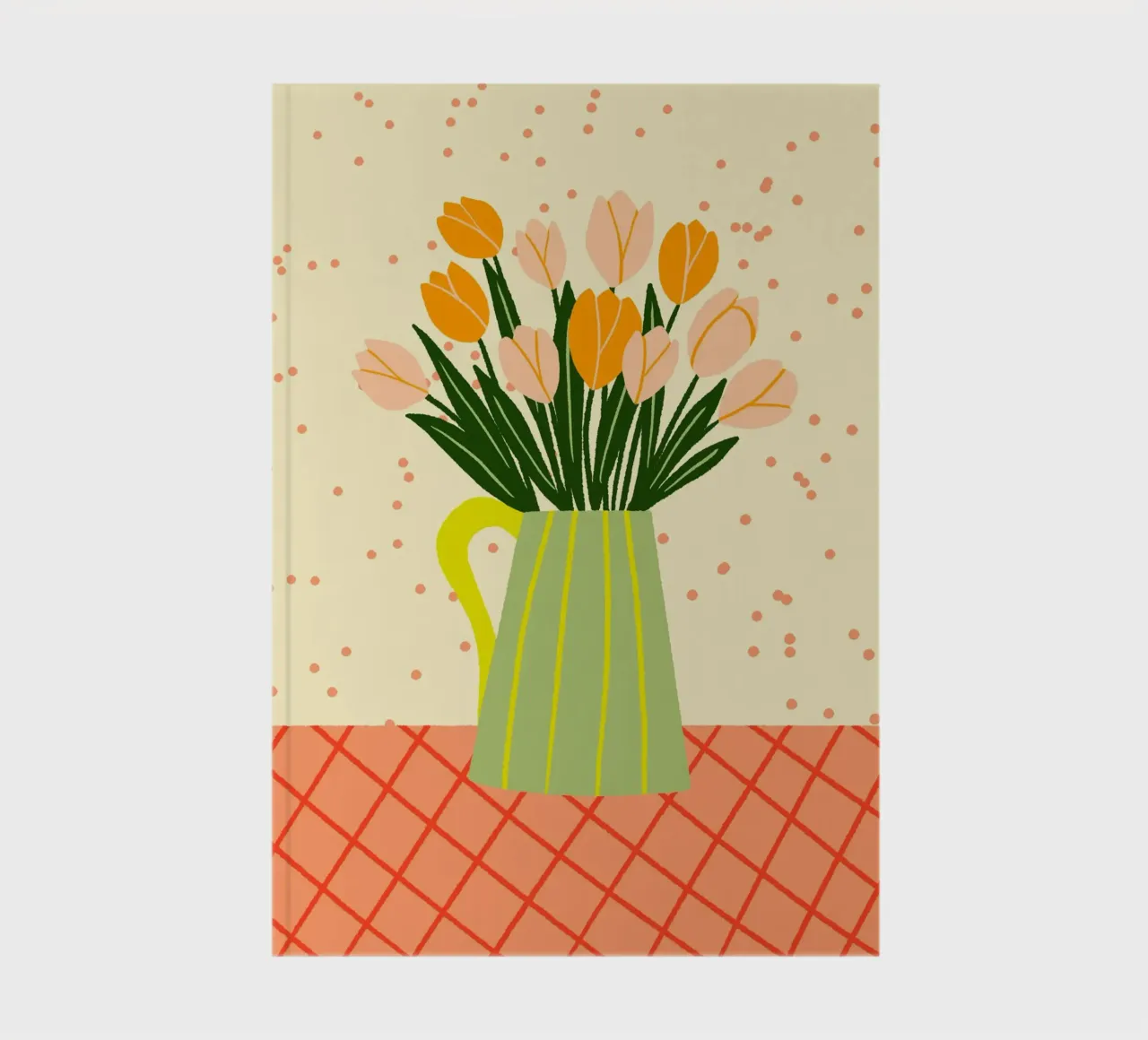 Tulips in a vase - orange and green notebook by Wackapacka