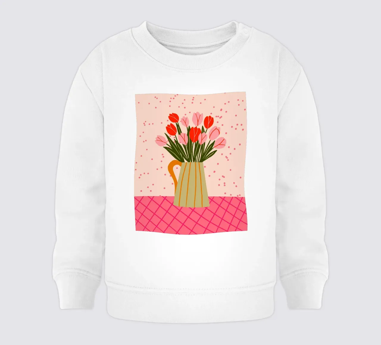Tulipani in vaso - rosso e rosa felpa neonato da Wackapacka