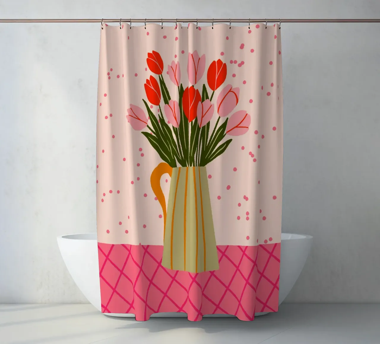 Tulpen in einer Vase - rot und rosa Duschvorhang von Wackapacka