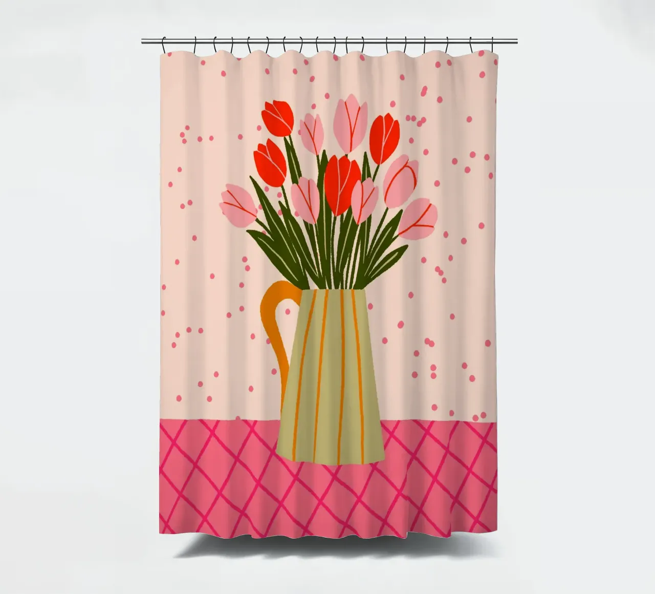 Tulpen in einer Vase - rot und rosa Duschvorhang von Wackapacka