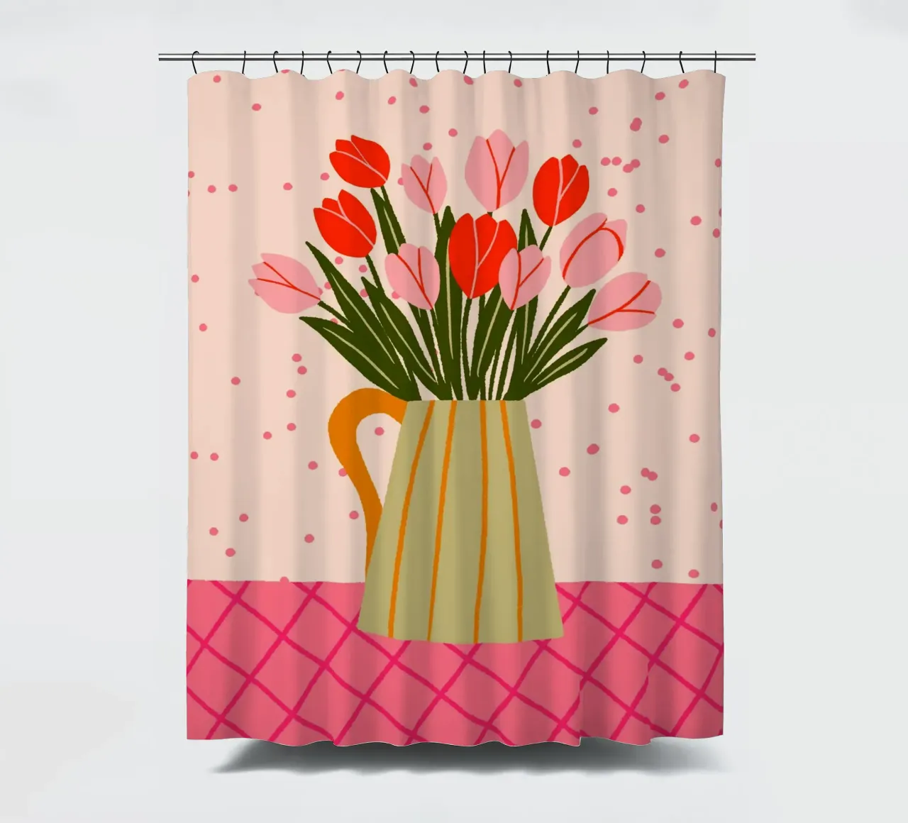 Tulpen in einer Vase - rot und rosa Duschvorhang von Wackapacka