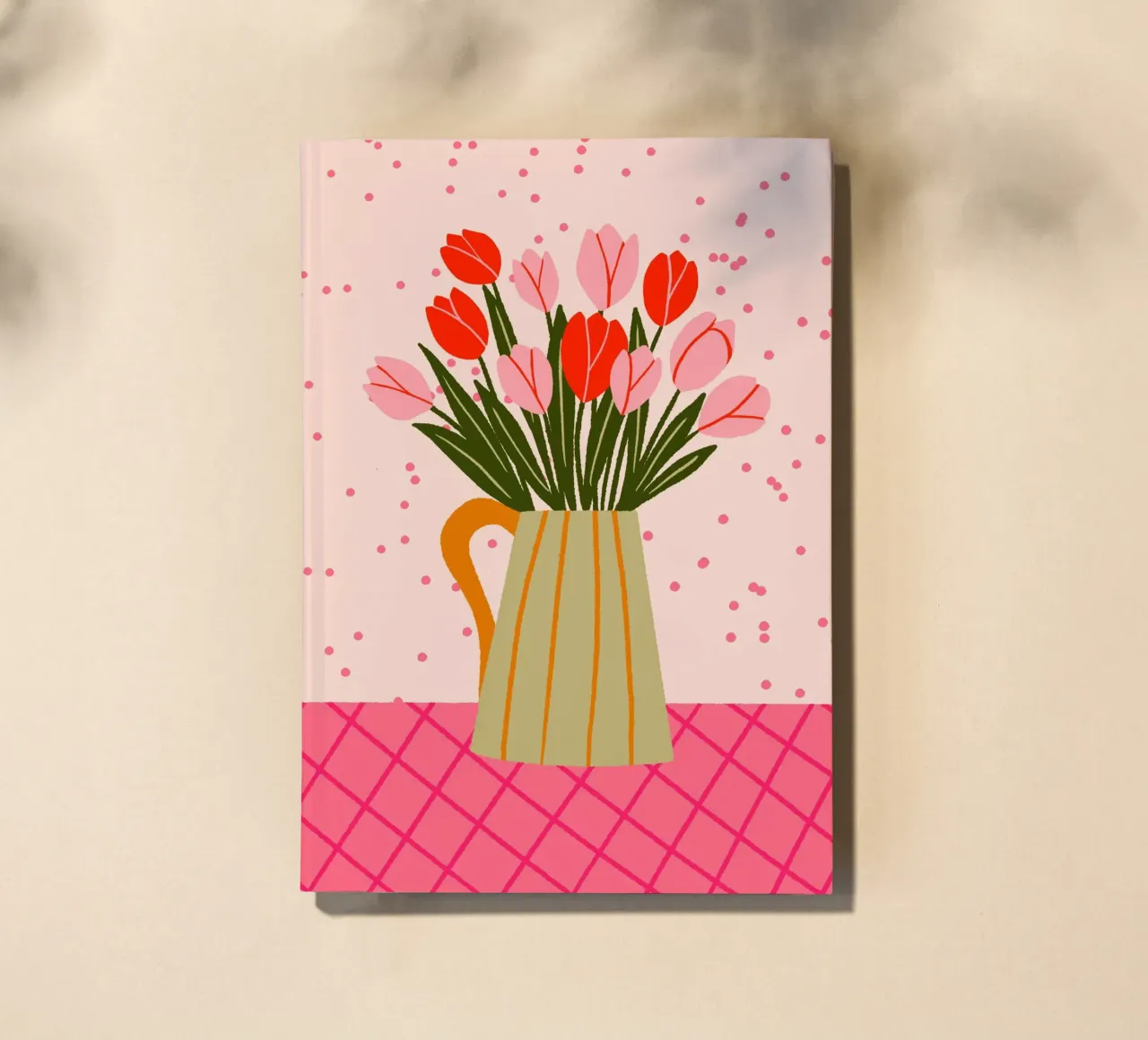 Tulips in a vase - red and pink notebook by Wackapacka