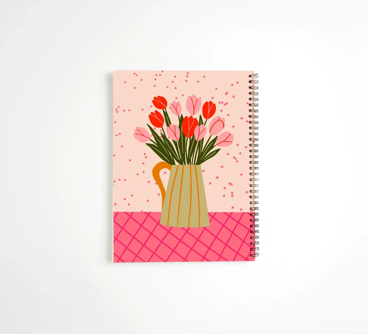 Tulips in a vase - red and pink spiral notebook by Wackapacka