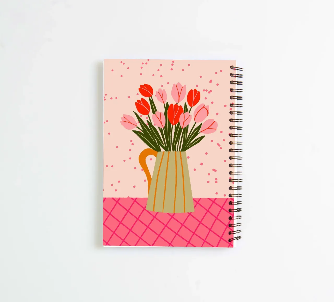 Tulips in a vase - red and pink spiral notebook by Wackapacka