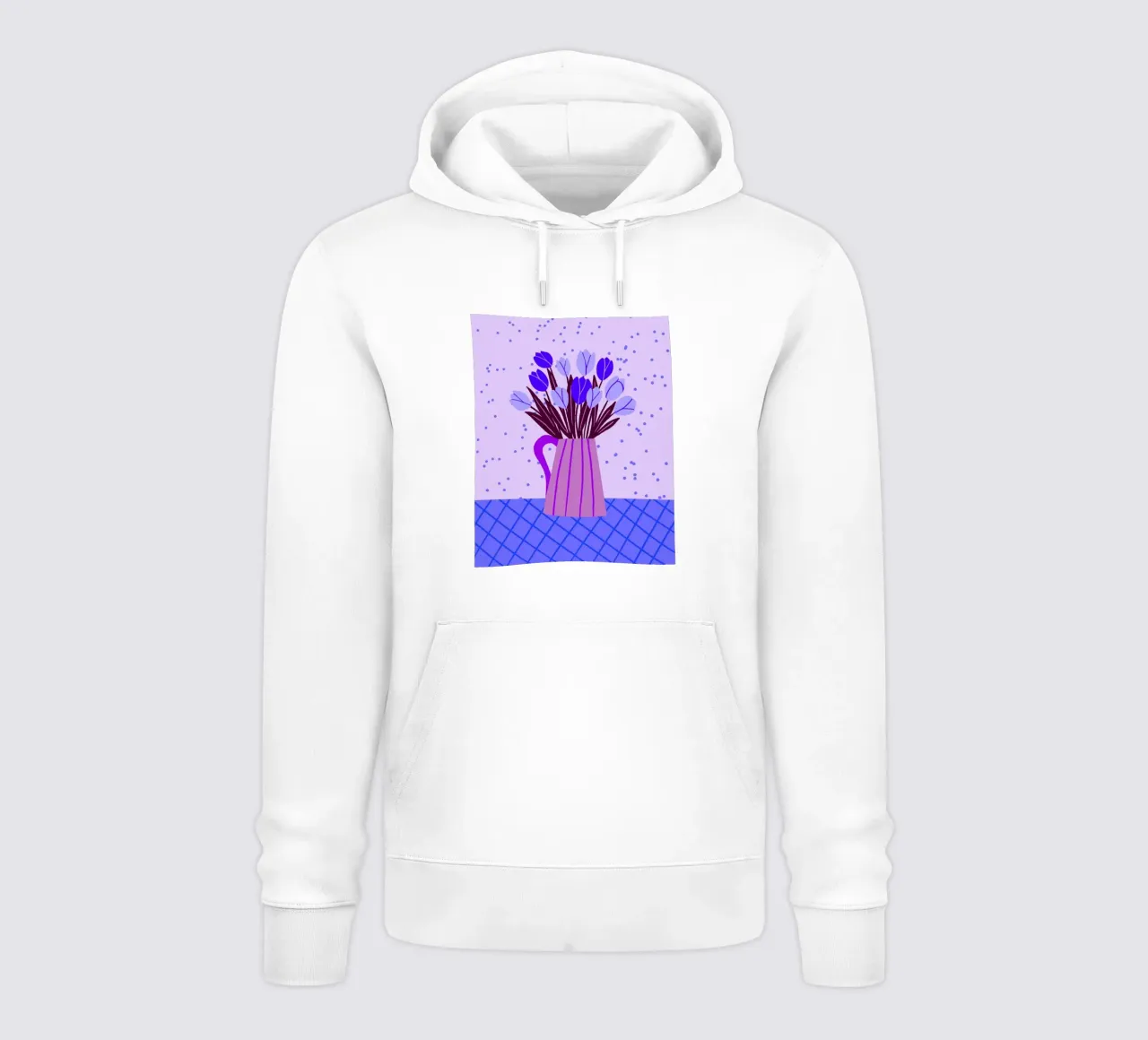 Tulipani in vaso - viola e blu felpa con cappuccio da Wackapacka
