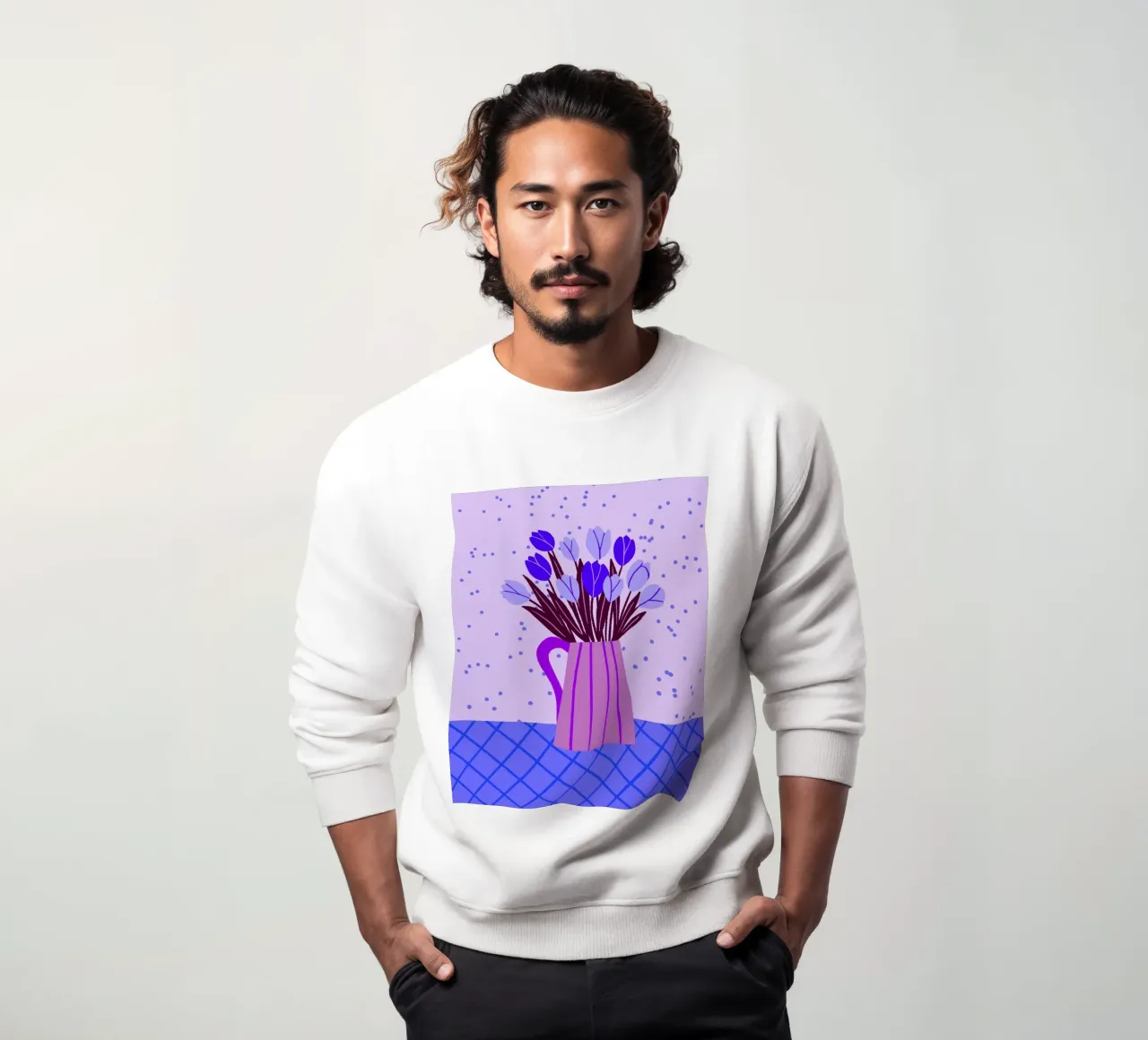 Tulipani in vaso - viola e blu felpa da Wackapacka