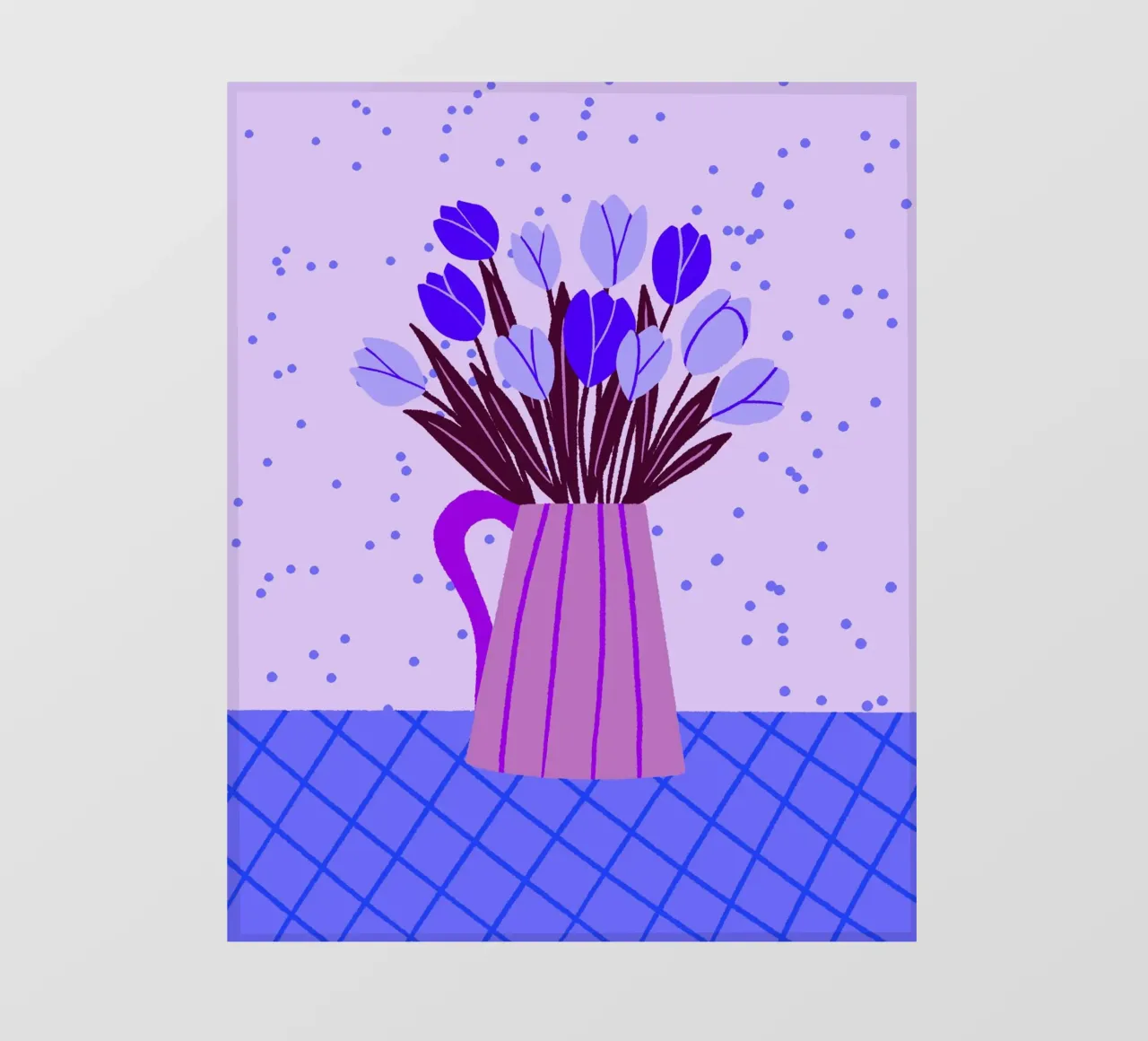 Tulipani in vaso - viola e blu telo in pvc da Wackapacka