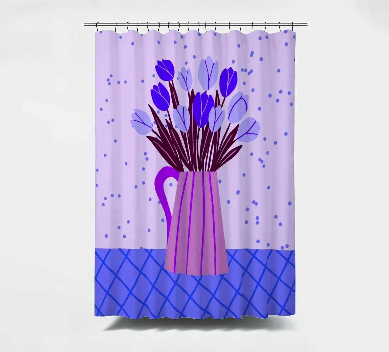 Tulipani in vaso - viola e blu tenda da doccia da Wackapacka
